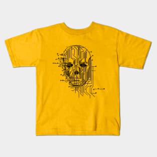 Retro Futuristic Sci-fi Microchip Portrait Kids T-Shirt